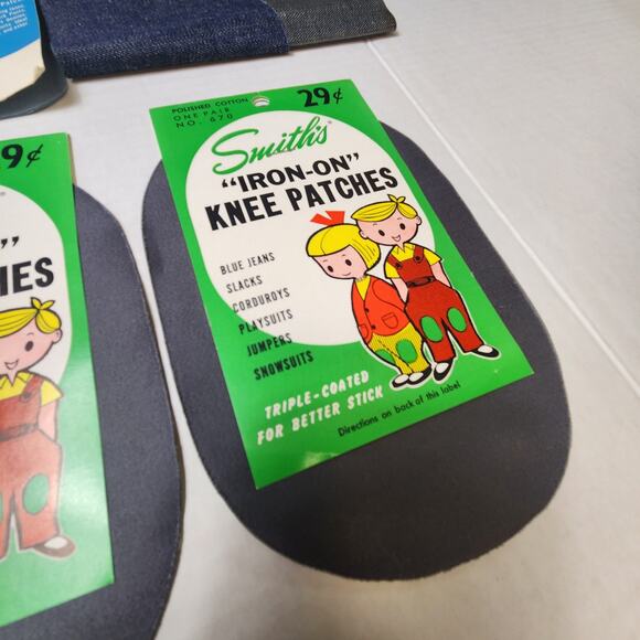 Vintage Iron On Patches Smiths Bondex Plasti-Stitch Jeans Pants Twill Retro - Picture 2 of 7